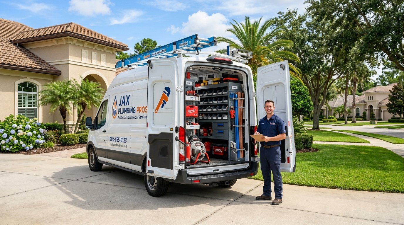 Jacksonville Plumber Expert fully stocked service vehicle dispatched across Duval County